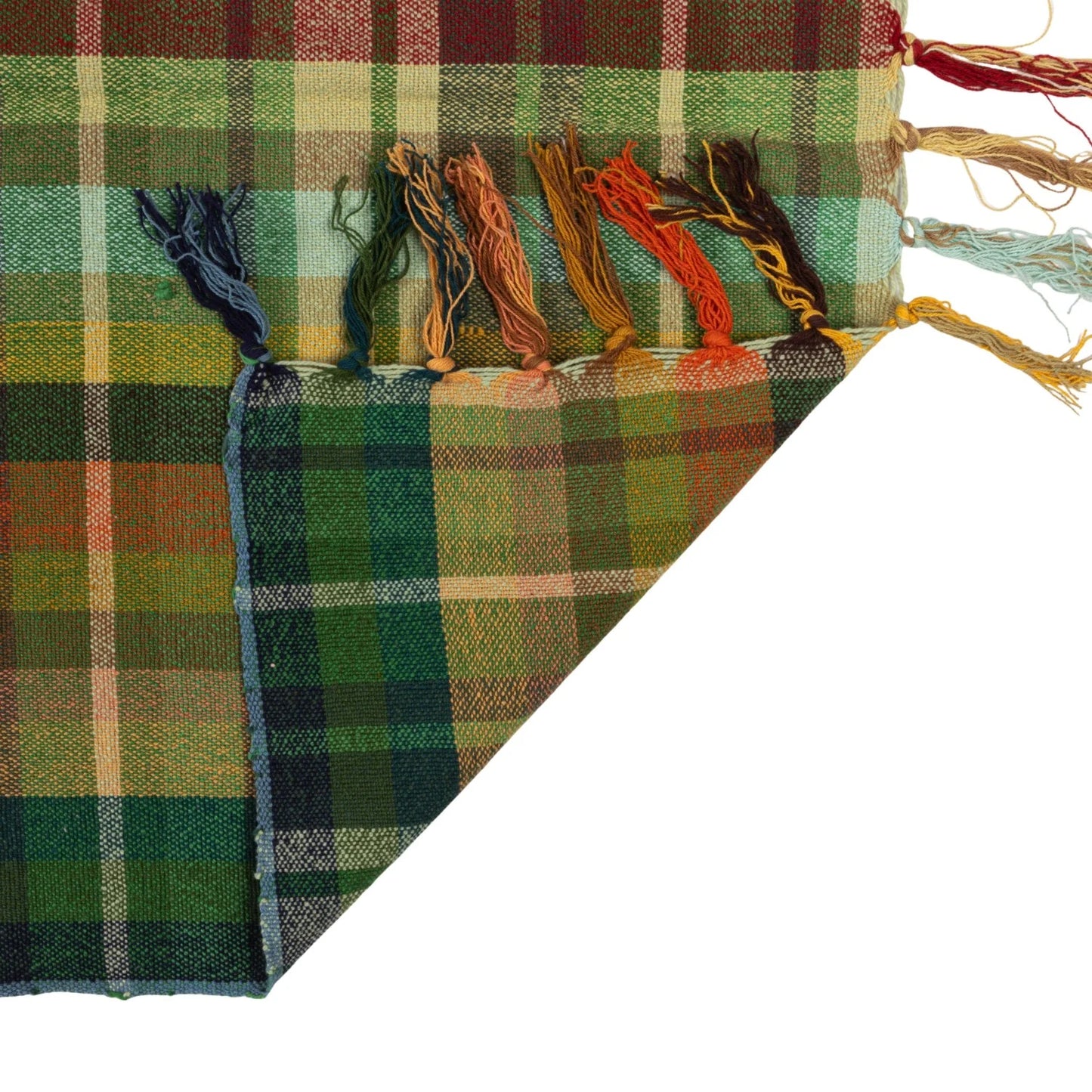 Woven Cotton Throw with Pattern & Fringe Plaid