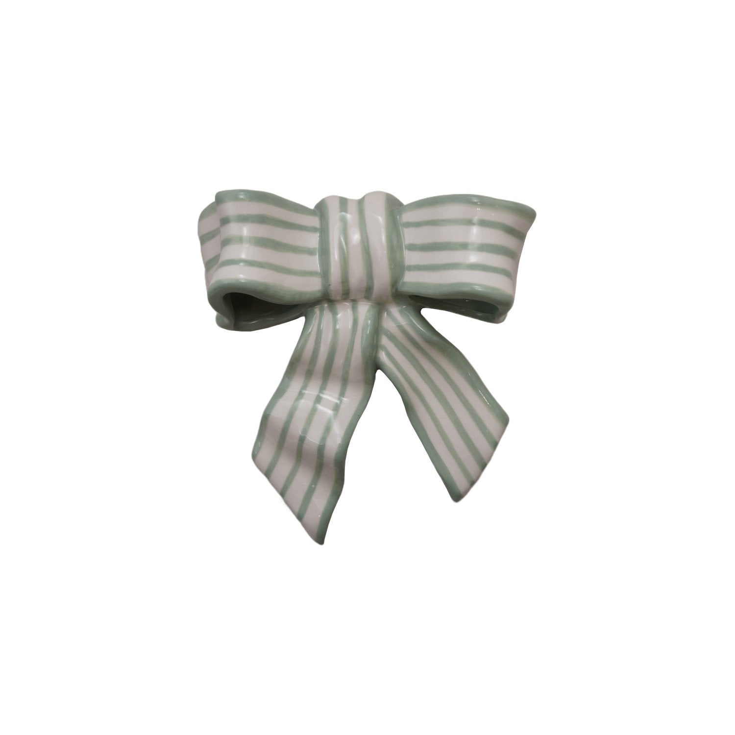 Stoneware Striped Bow Décor/Wall Hanging (Hangs or Sits) ©