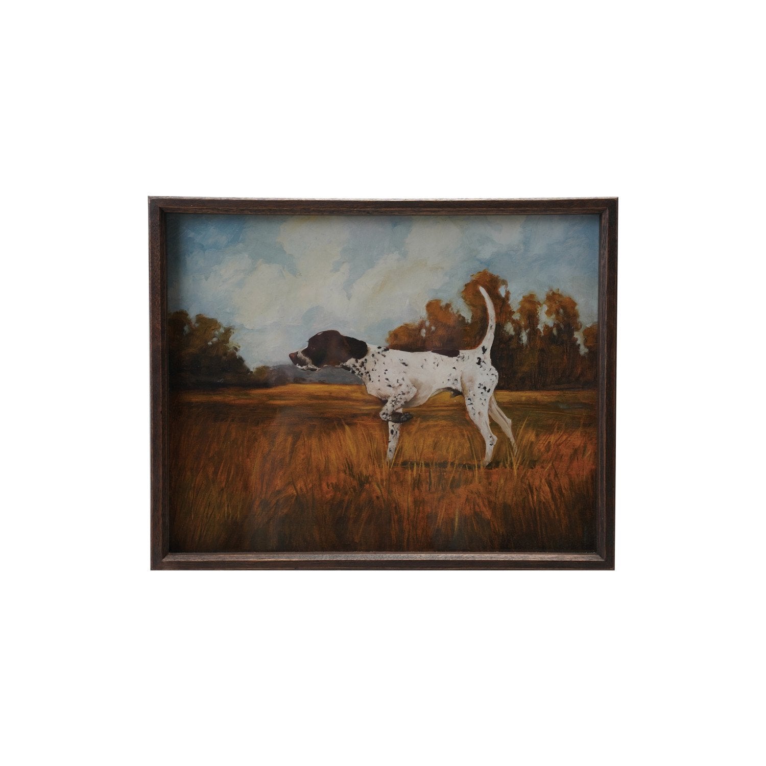 Wood Framed Glass Wall Décor with Pointer Dog Image ©