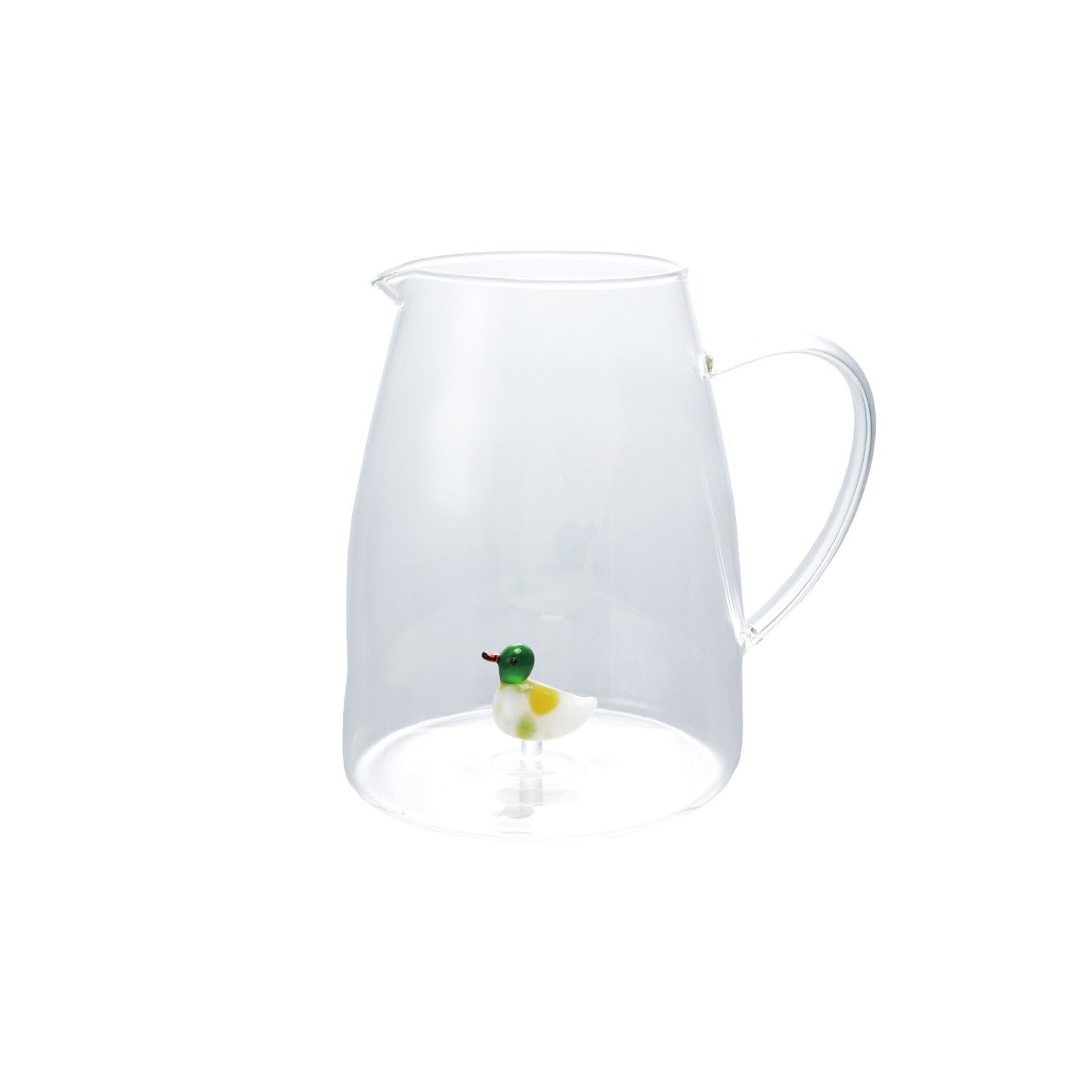 2 Quart Glass Pitcher with Hand-Blown Duck Inside