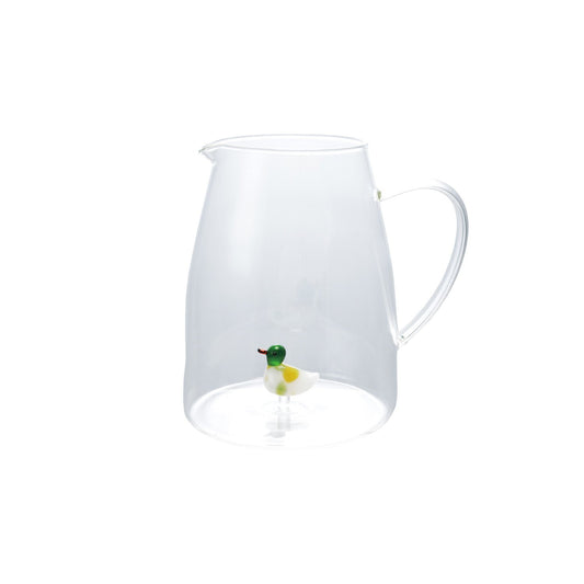 2 Quart Glass Pitcher with Hand-Blown Duck Inside