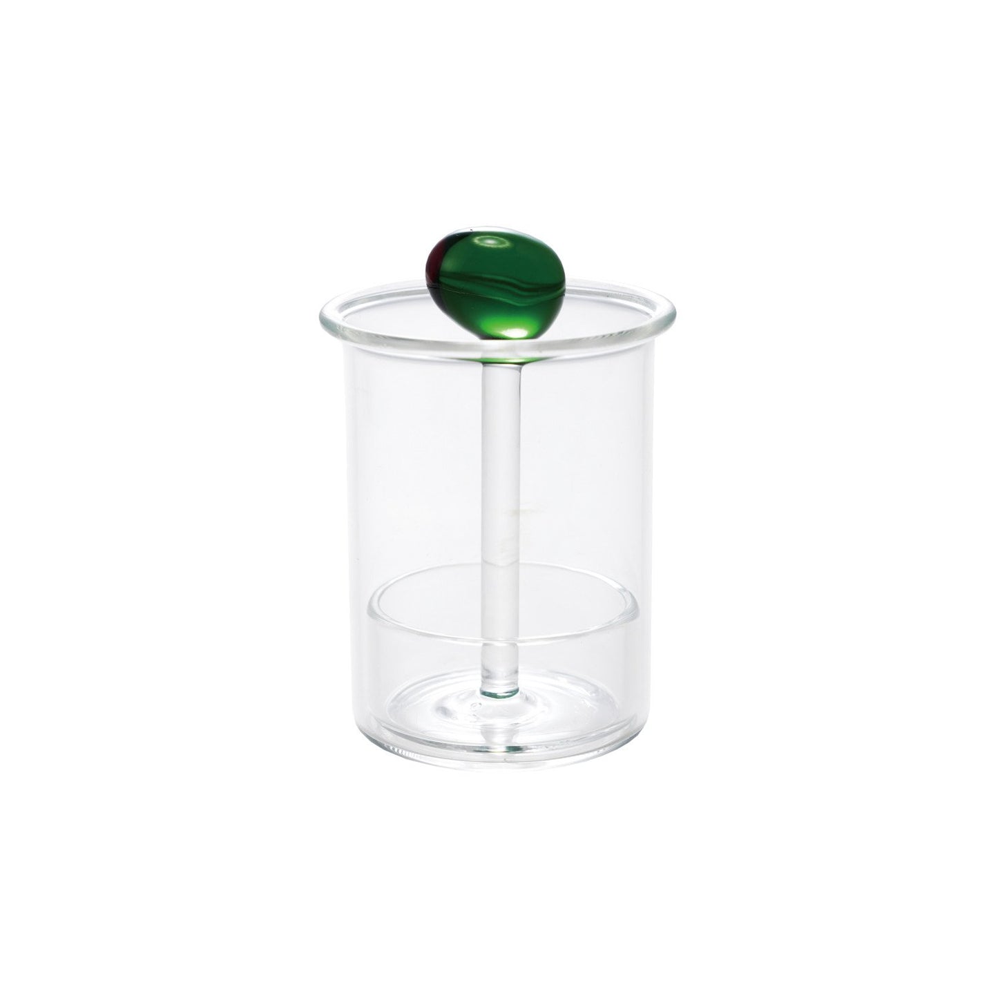 Glass Toothpick Holder with Hand-Blown Olive, Green & Red