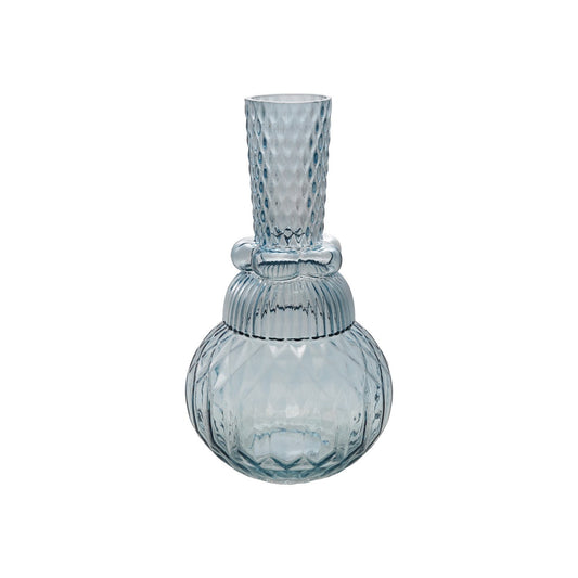 Embossed Glass Vase, Blue