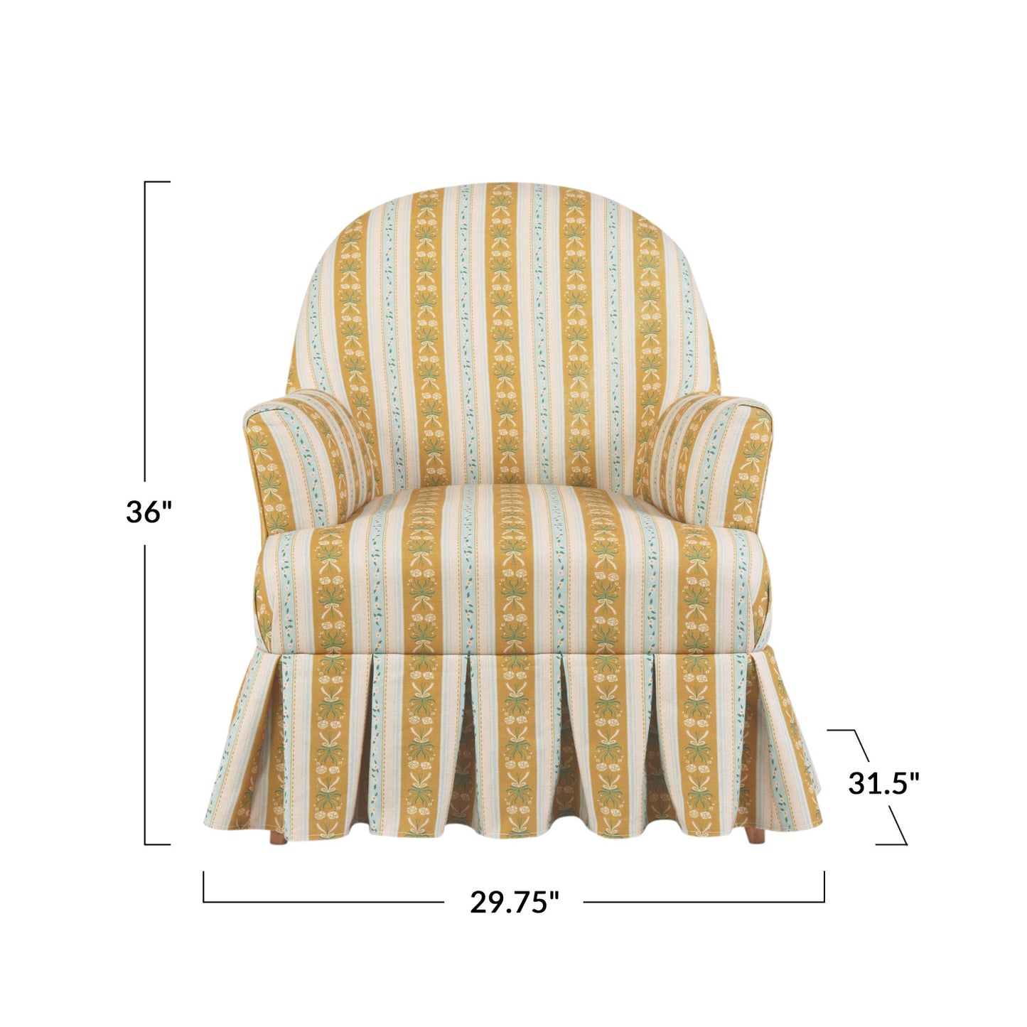 Tufted Fabric Upholstered Box Pleat Skirted Chair or Ottoman with Piping