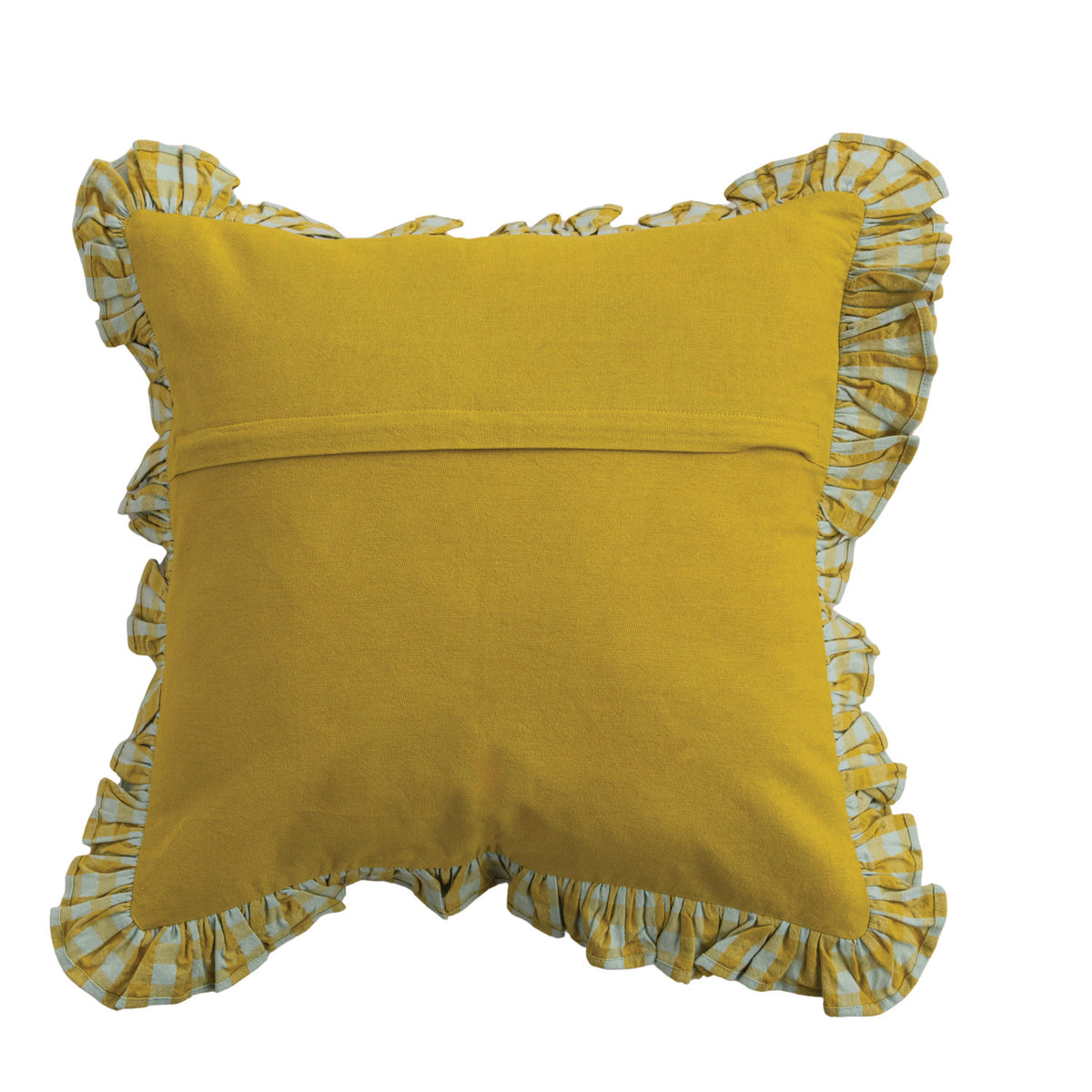 Mustard & Blue Square Pillow Check Pattern