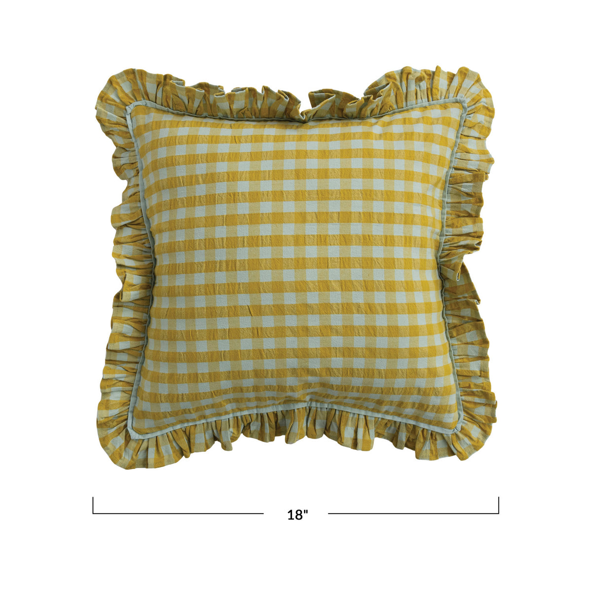 Mustard & Blue Square Pillow Check Pattern