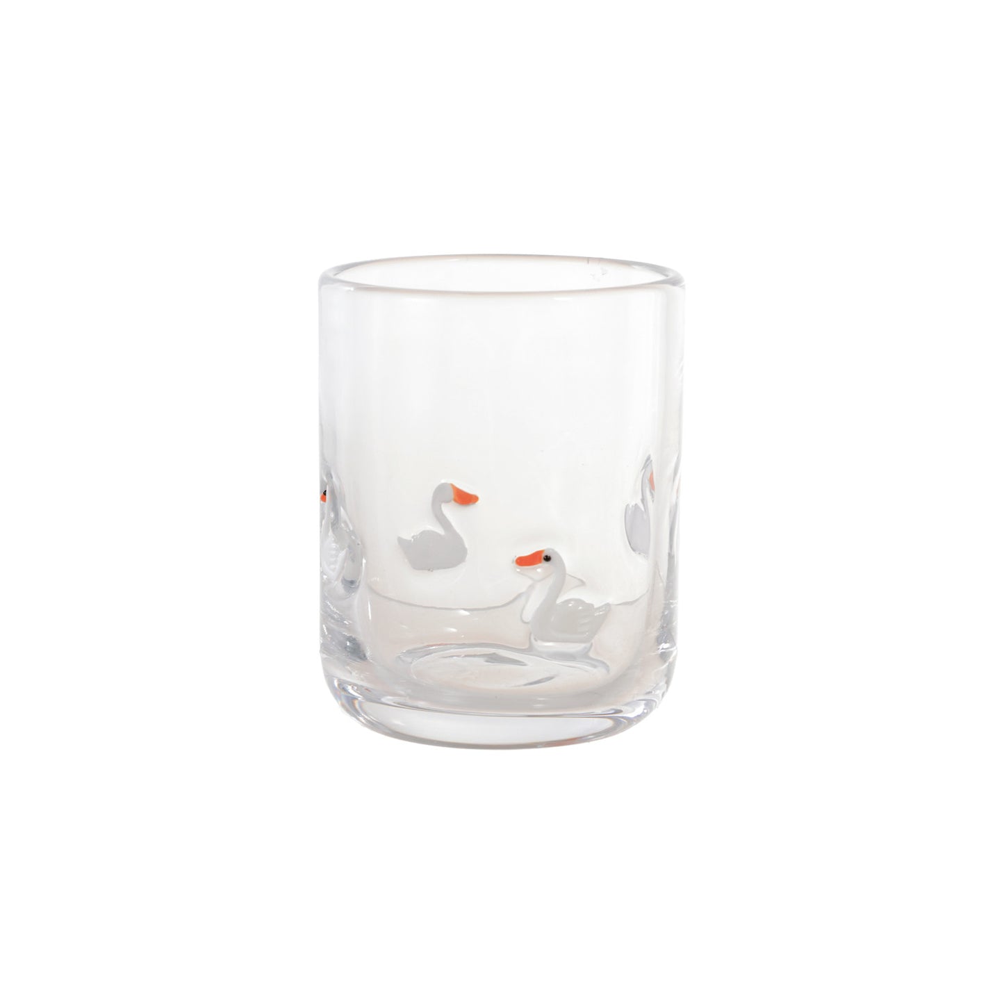White Swan Embedded Drinking Glass