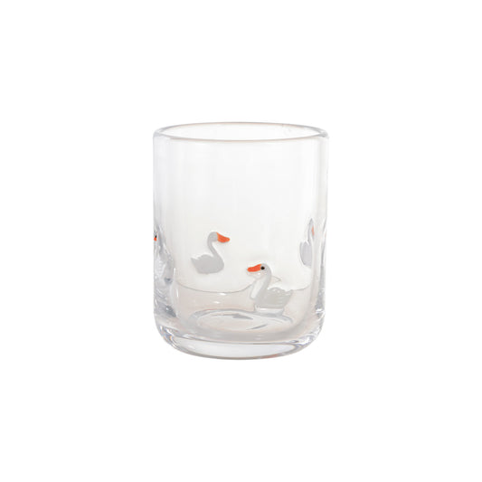 White Swan Embedded Drinking Glass