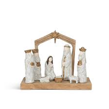 Nativity Scene Carved Wood Sculpture