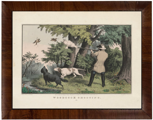 Framed Vintage Hunt Scene with Dogs on a Distressed Background