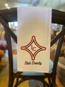 Lincoln County Red Devil Logo Tea Towel