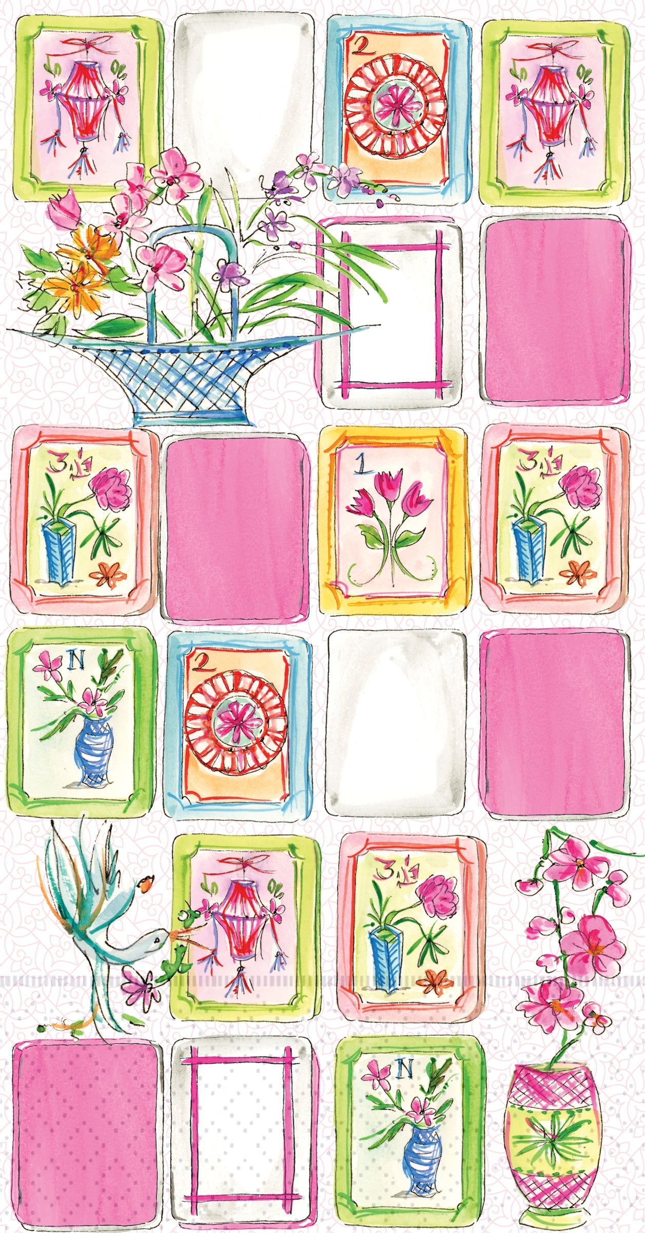 Mahjong Pink Guest Towel