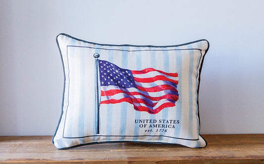 Waving Flag Pillow with French Stripe