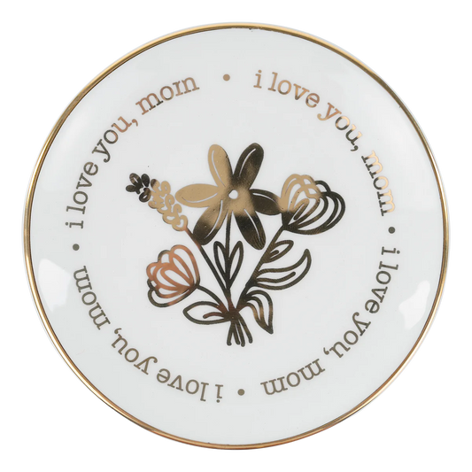 "I Love You Mom" Gold Trinket Tray