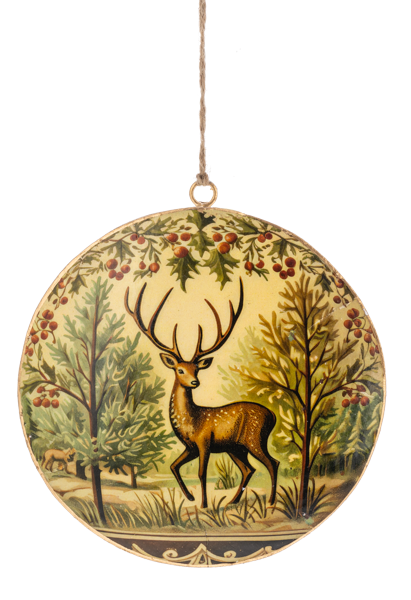 Stag Round Glass Ornament