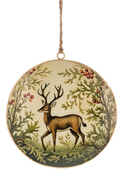 Stag Round Glass Ornament