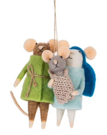 Mouse Holy Family Ornament