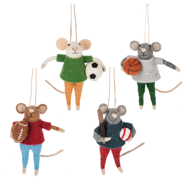 Felt Sporting Mouse Ornament
