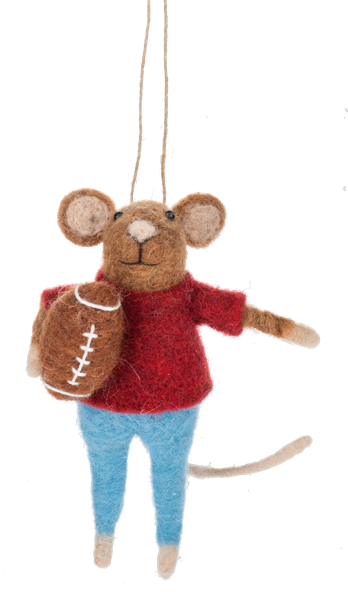 Felt Sporting Mouse Ornament
