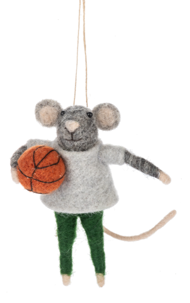 Felt Sporting Mouse Ornament