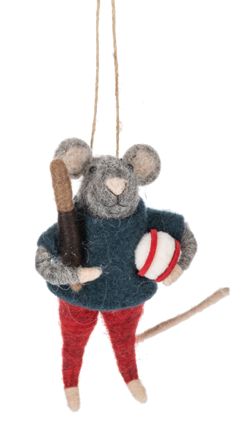 Felt Sporting Mouse Ornament