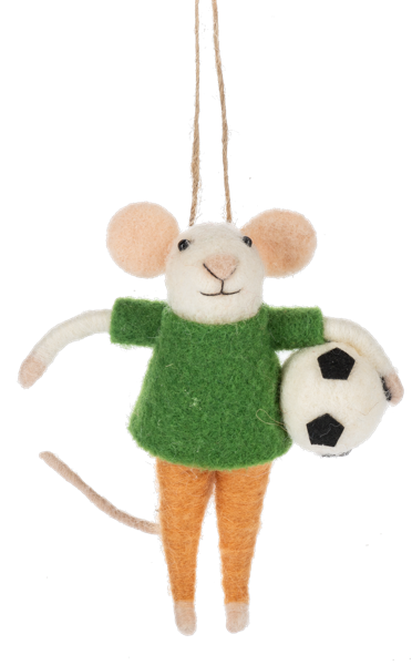 Felt Sporting Mouse Ornament