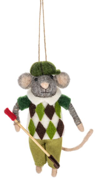 Felt Golf Mouse Ornament