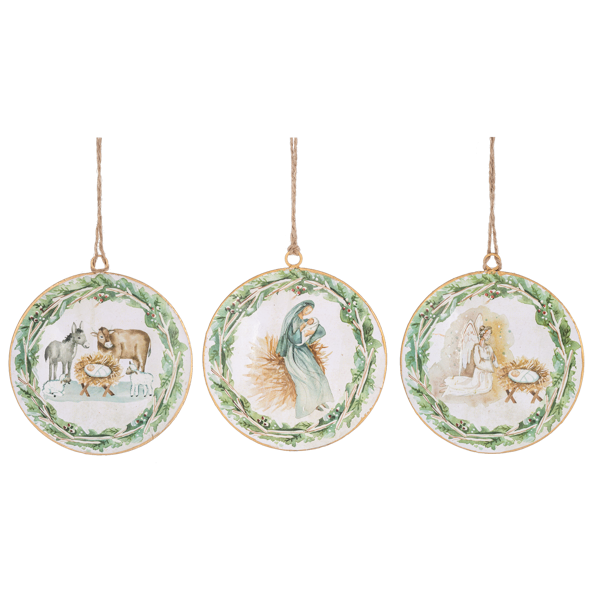 Watercolor Holy Family Disc Ornaments