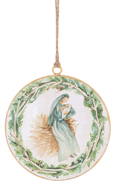 Watercolor Holy Family Disc Ornaments