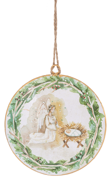 Watercolor Holy Family Disc Ornaments