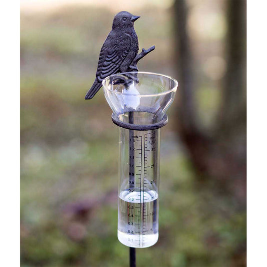 Songbird Rain Gauge Garden Stake