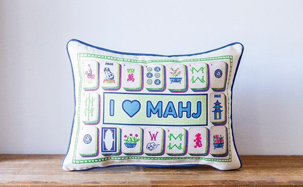 I Love Mahj Cotton Pillow