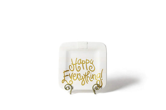 White Stripe Mini "Happy Everything!" Square Platter