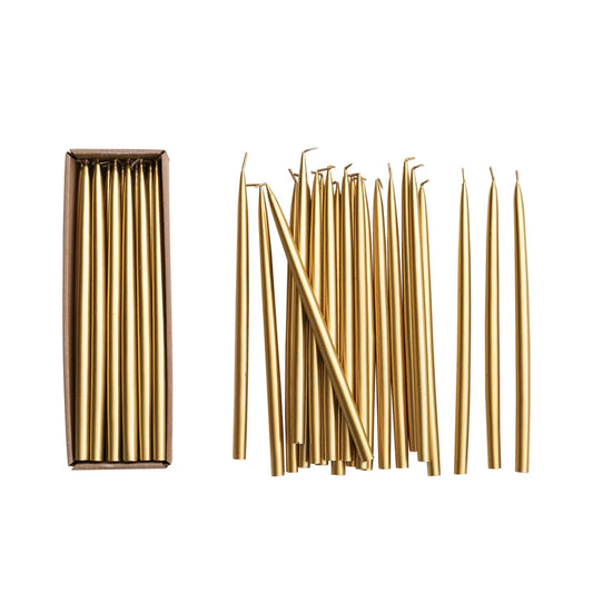Unscented Thin Taper Candles  - Gold