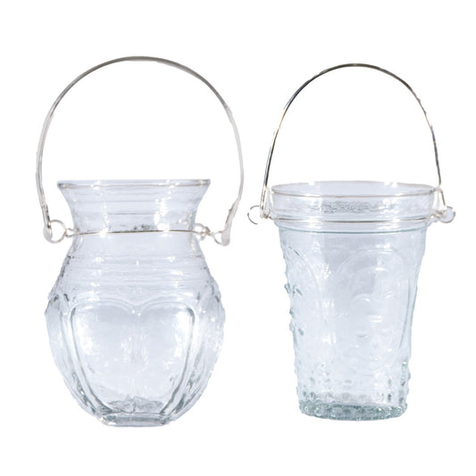 Hand-Blown Embossed Glass & Hanging Tealight Holder/Vase, 2 Styles
