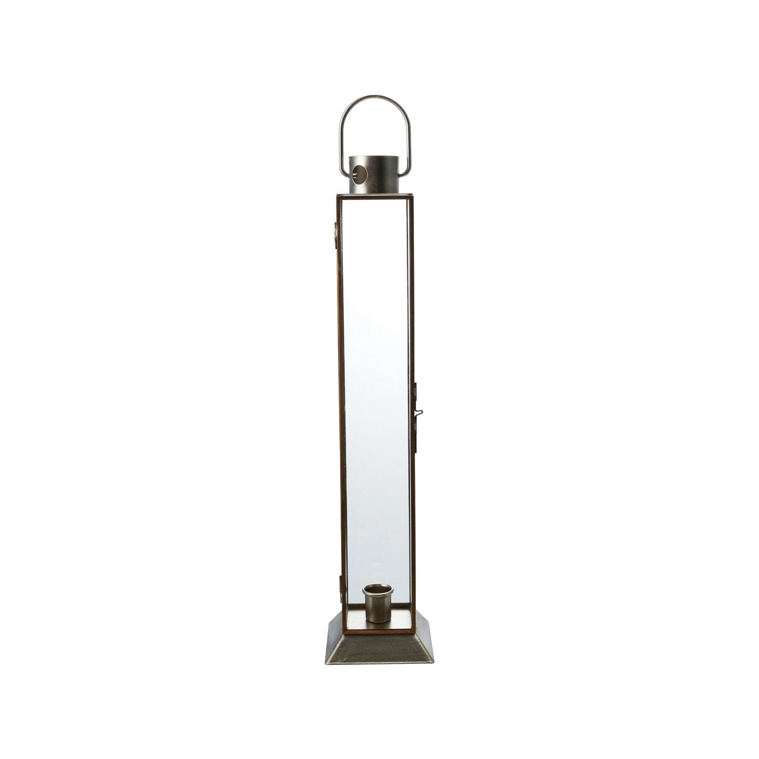 Metal & Glass Lantern Taper Holder, Gold Finish
