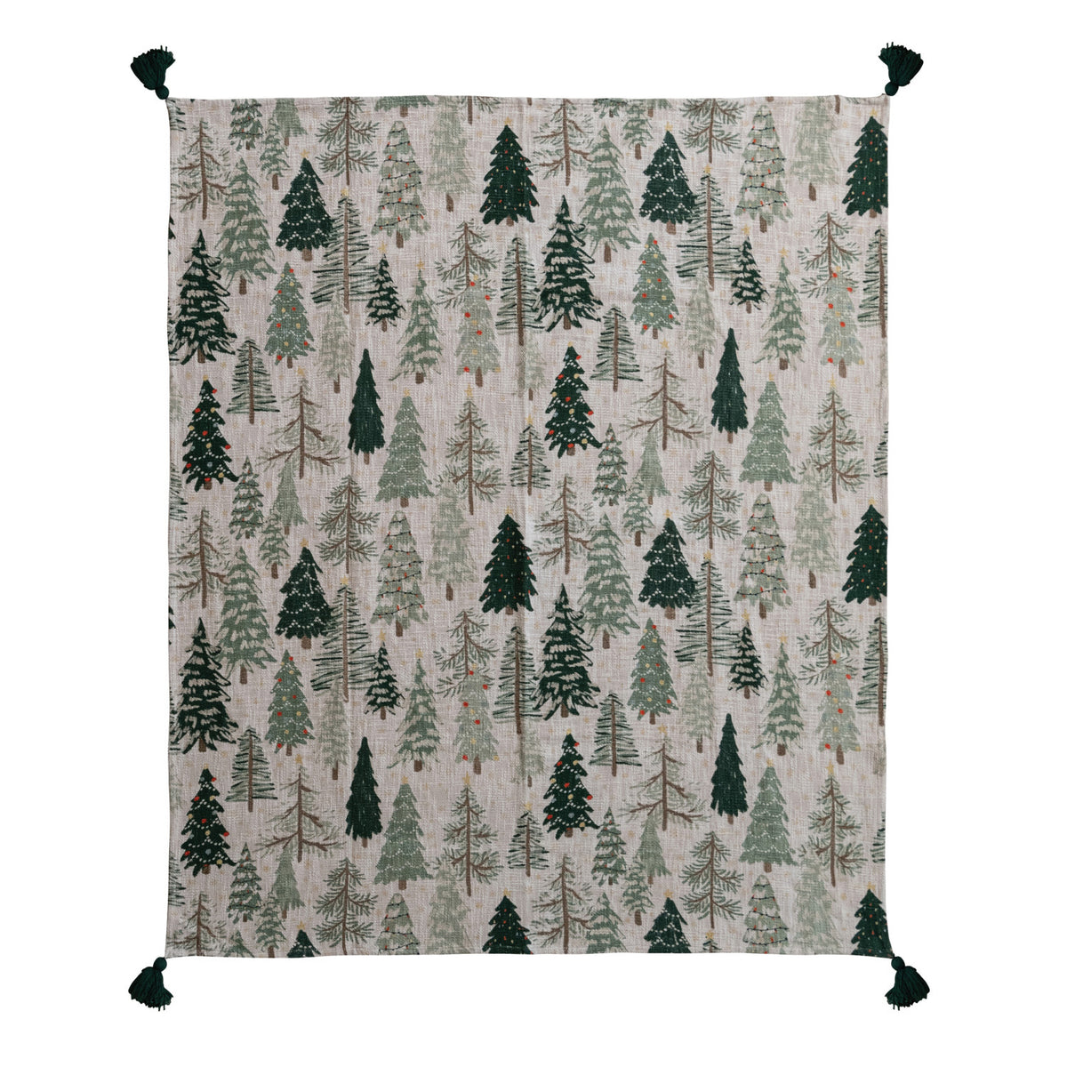 Cotton Printed Throw with Tree Pattern