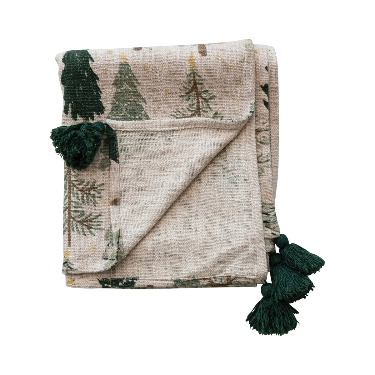 Cotton Printed Throw with Tree Pattern