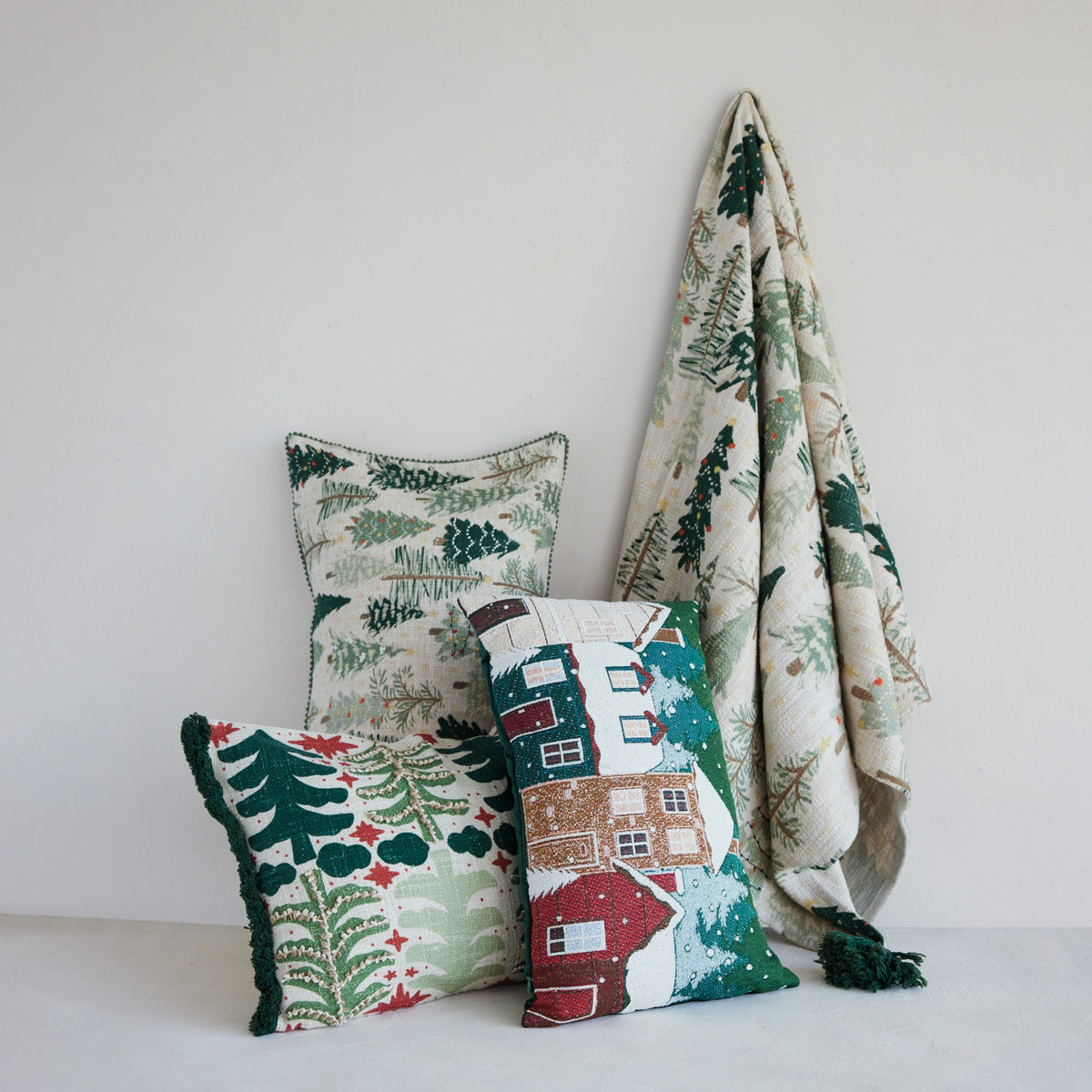 Cotton Printed Throw with Tree Pattern