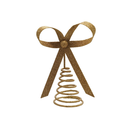 Metal Bow Tree Topper, Gold Glitter Finish
