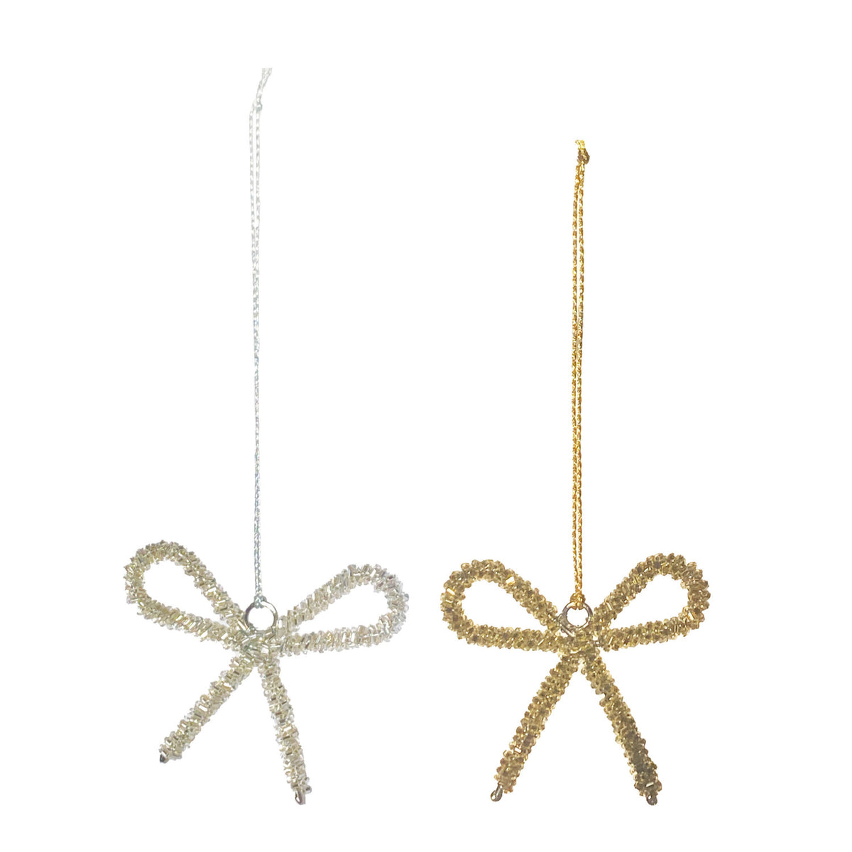 Glass Beaded Metal Bow Ornament