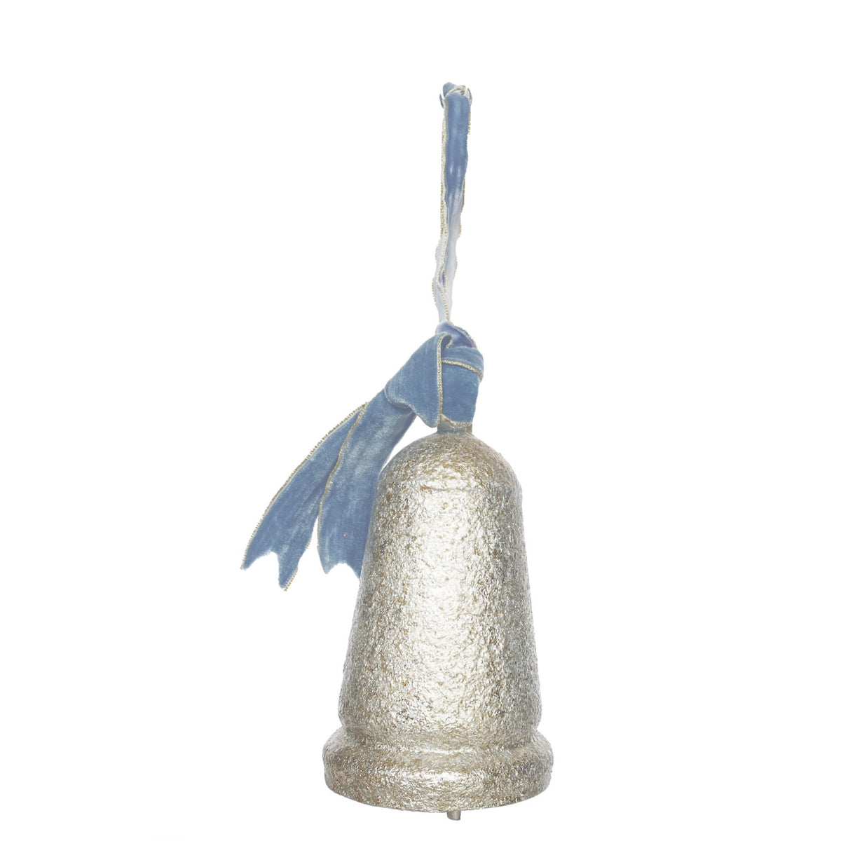 Metal & Wood Bell with Blue Velvet Ribbon