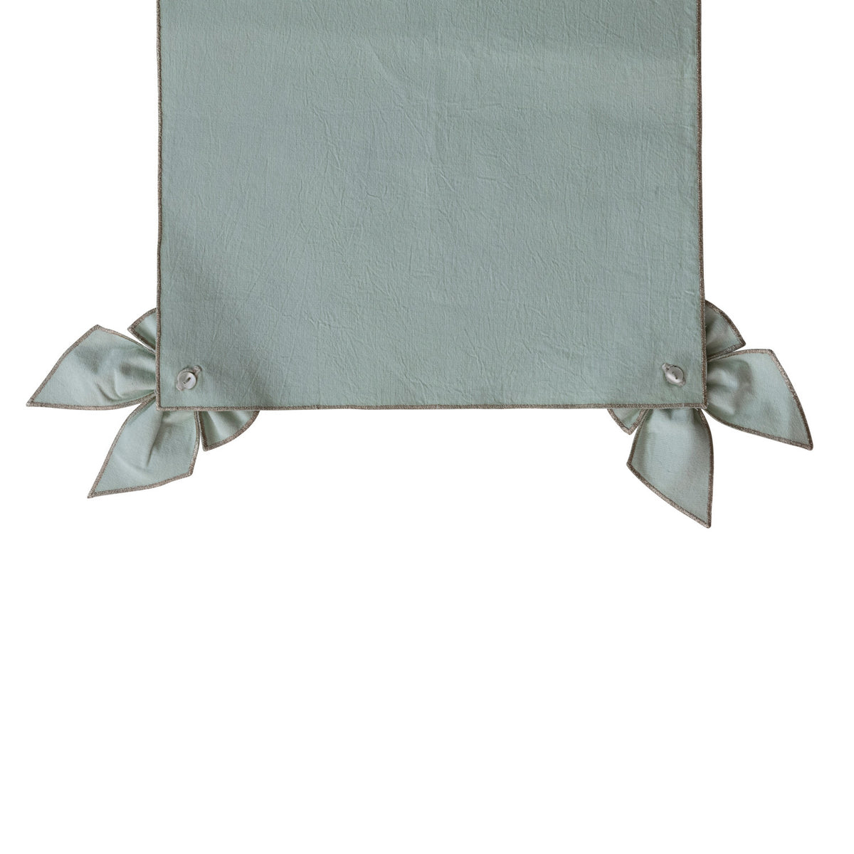 Cotton & Linen Table Runner with Detachable Bows & Metallic Silver Thread Stitched Edges