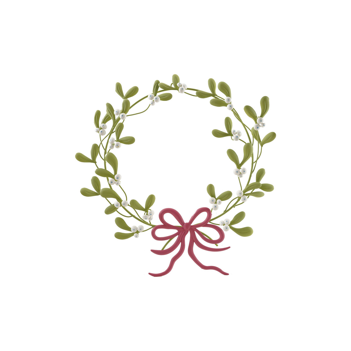 Metal Mistletoe Wreath with Bow Multi Color
