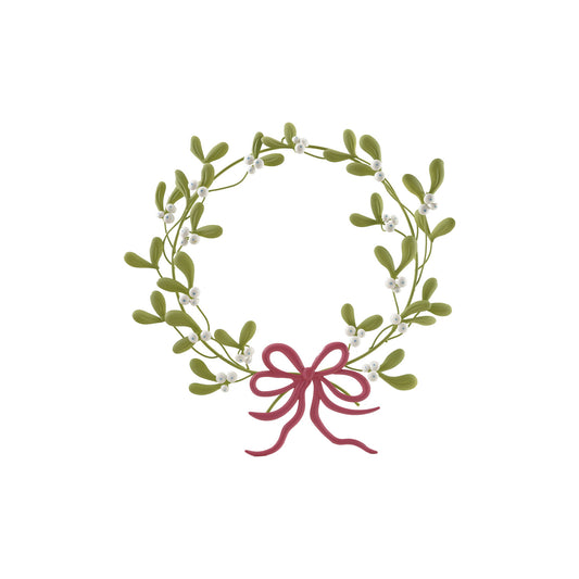 Metal Mistletoe Wreath with Bow Multi Color