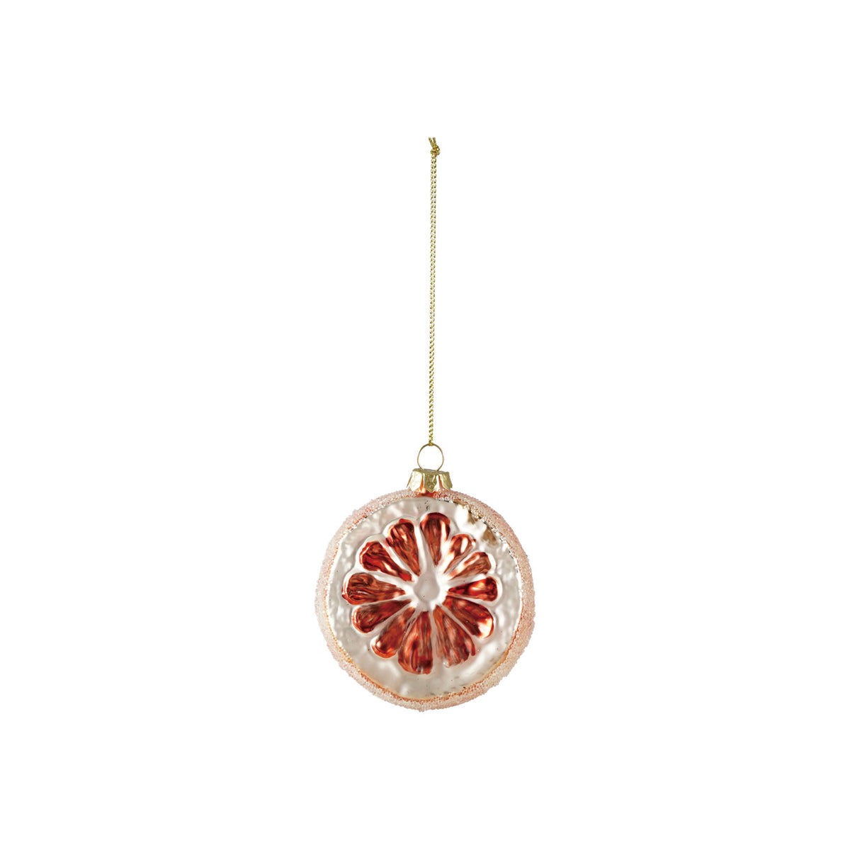 Hand-Painted Glass Orange Slice Ornament with Sugar