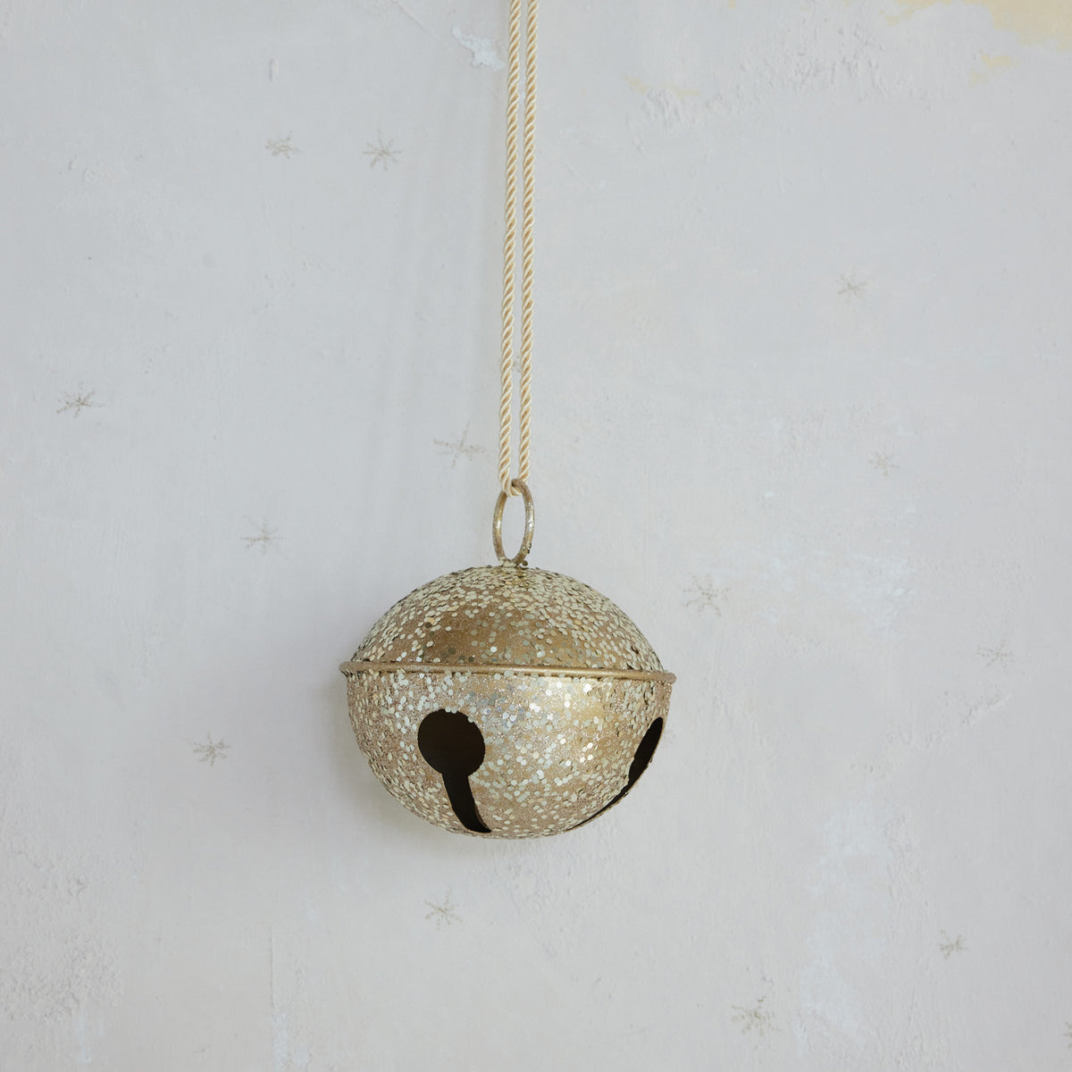Metal Bell Ornament Gold Glitter Finish