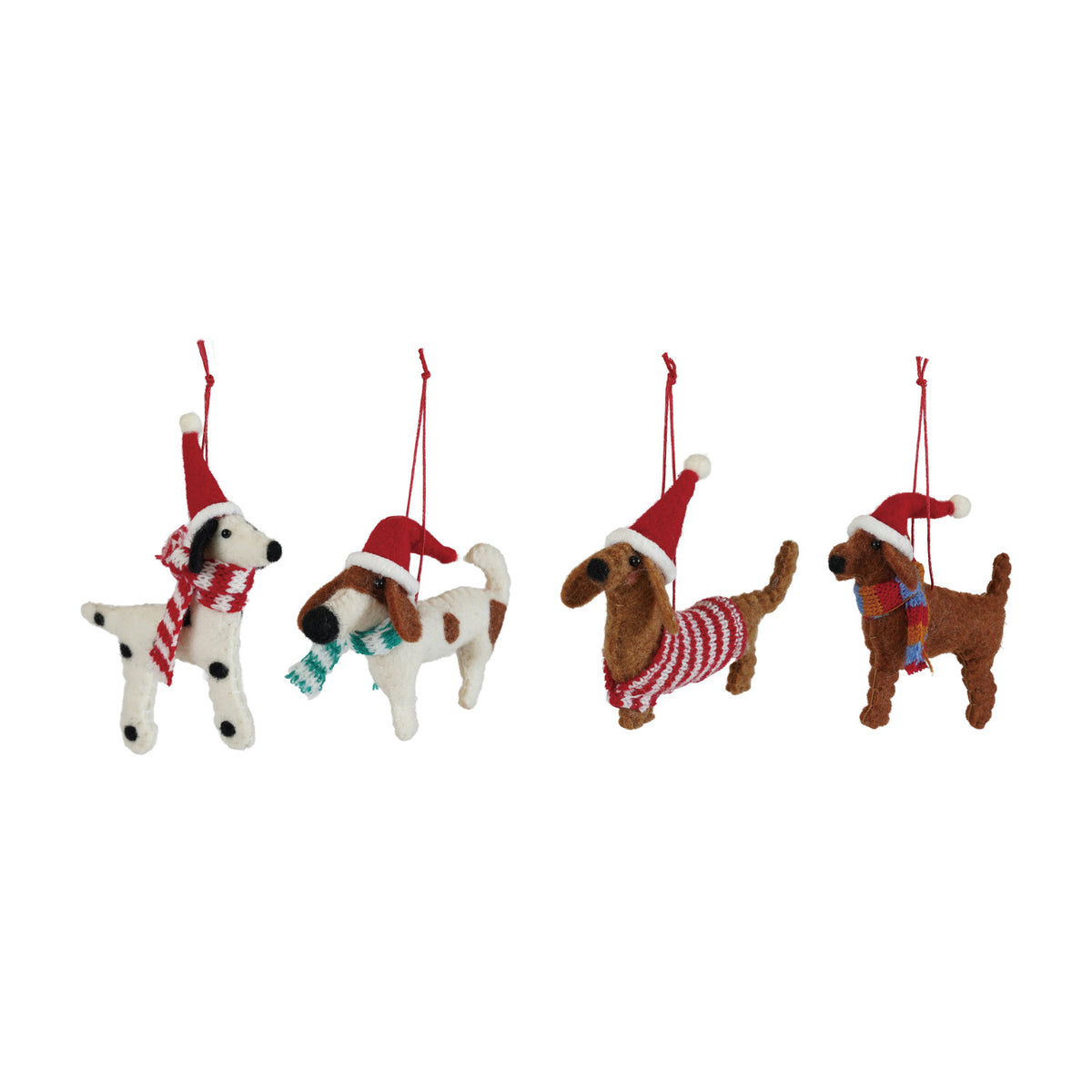 Felt Dog in Hat & Scarf Ornament