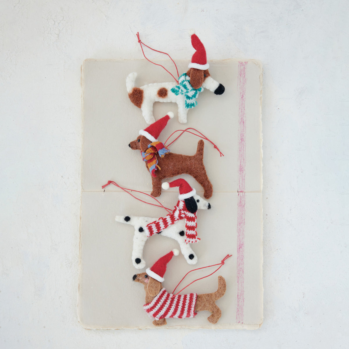 Felt Dog in Hat & Scarf Ornament