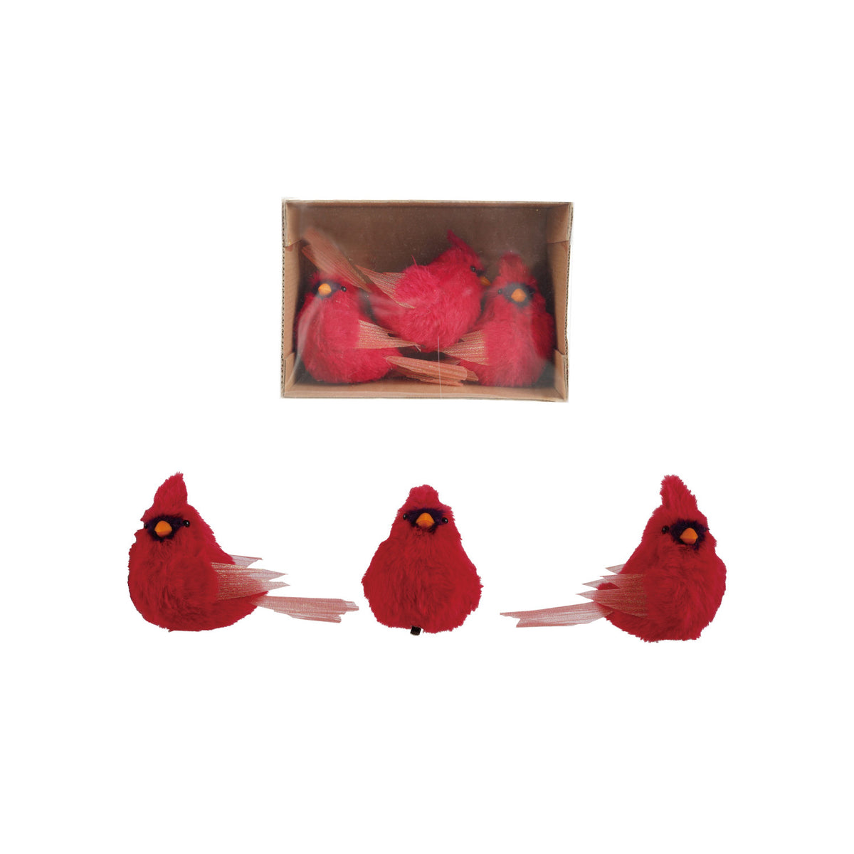 Cardinal Clip-on Ornaments with Glitter